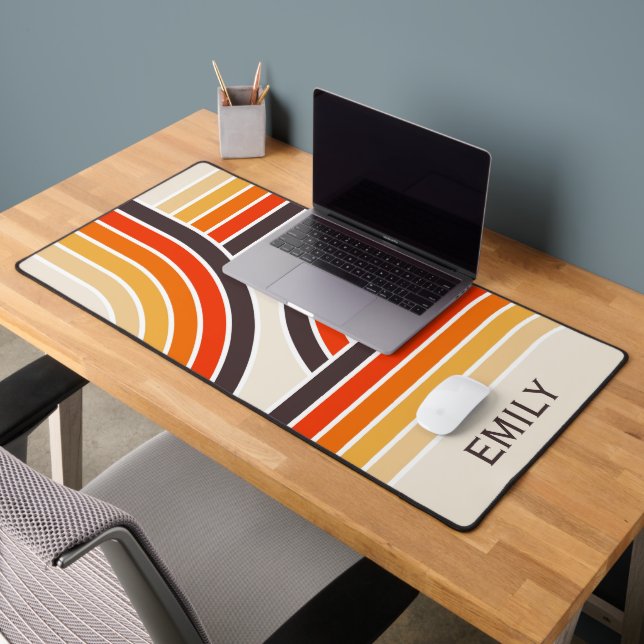 Colourful retro arches and lines desk mat (Office 2)