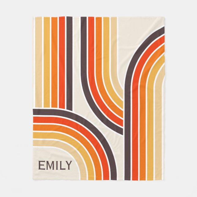 Colourful retro arches and lines fleece blanket (Front)
