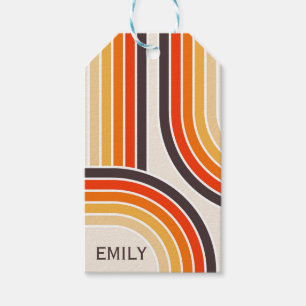 Colourful retro arches and lines gift tags