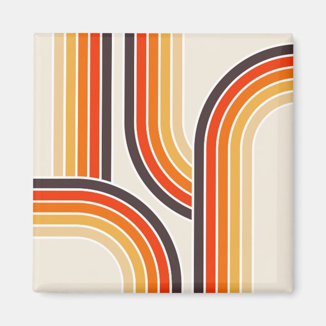 Colourful retro arches and lines magnet (Front)