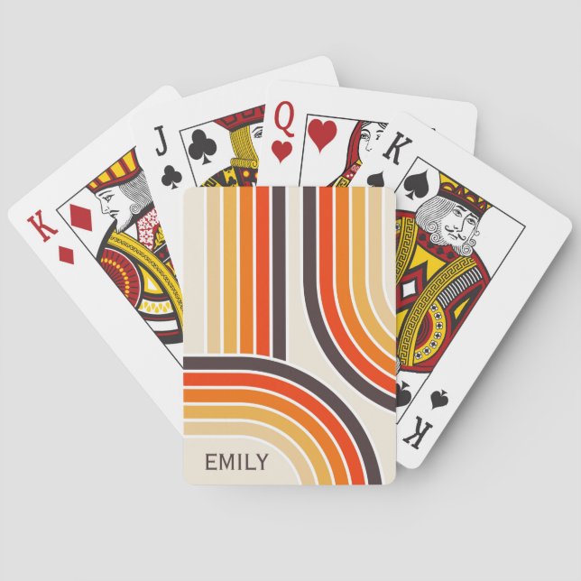 Colourful retro arches and lines playing cards (Back)