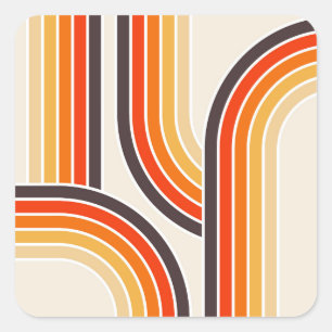 Colourful retro arches and lines square sticker