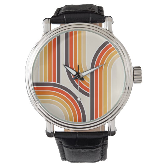 Colourful retro arches and lines watch (Front)
