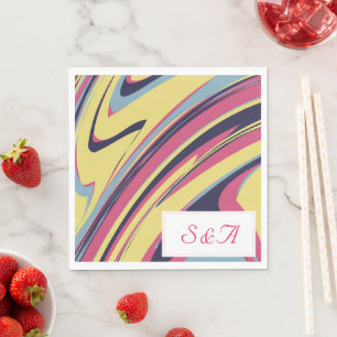 Colourful Retro Art Wedding  Napkin