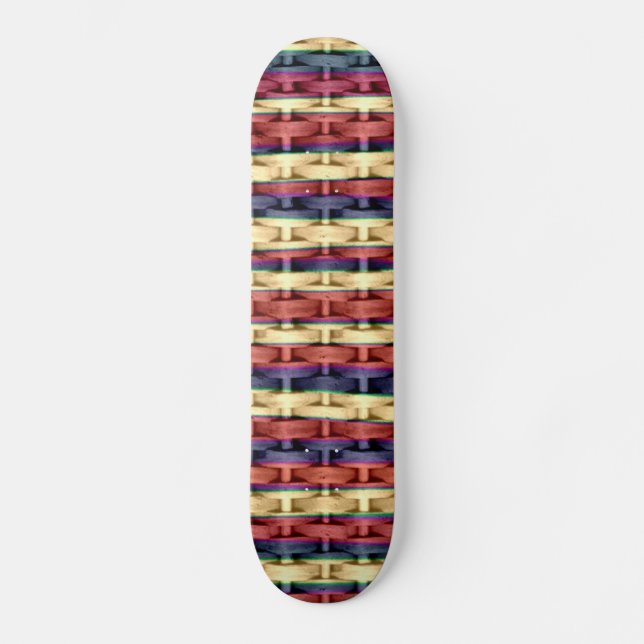 Colourful retro art wicker graphic design 2 skateboard (Front)