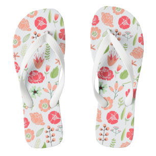 Colourful Retro Assorted Flowers Pattern 2 Thongs