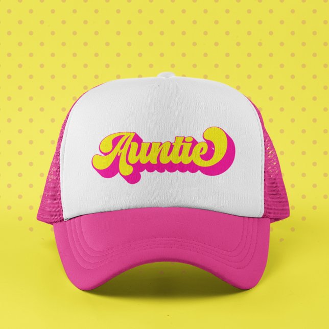Colourful Retro Auntie  Trucker Hat (Cute and colorful retro Auntie hat for the best Aunt ever.)