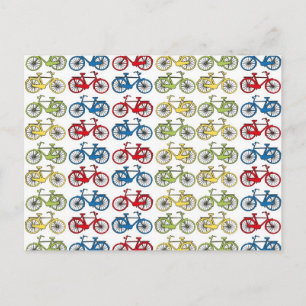 Colourful Retro Bicycles Postcard
