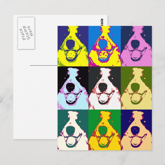 Colourful Retro Border Collie Pop Art Horizontal Postcard (Front/Back)