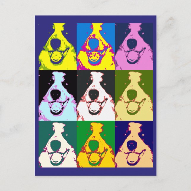 Colourful Retro Border Collie Pop Art Postcard (Front)