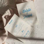 Colourful Retro Bright Modern All In One Wedding Invitation<br><div class="desc">This wedding invitation is perfect for your wedding if you looking for unique and easy editable design .An elegant unique simple minimalist cream blue wedding template double sided all in one wedding invitation. Which features plain white background. And blue bold groovy 70s bride's and groom's first names. and editable info....</div>