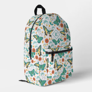 Colourful retro butterflies and flowers pattern printed backpack