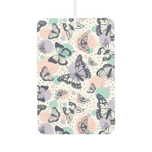 Colourful retro butterflies pattern car air freshener (Front)