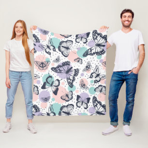 Colourful retro butterflies pattern. fleece blanket