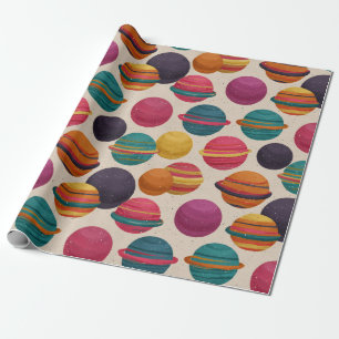Colourful Retro Candy Planet Pattern Wrapping Pape Paper