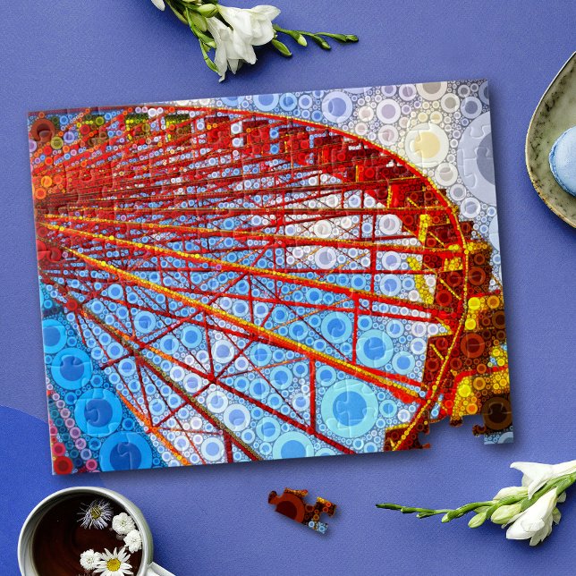 Colourful Retro Carnival Ferris Wheel Pop Art Jigsaw Puzzle (Creator Uploaded)