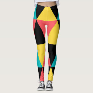 Colourful, retro cheerful geometric graphic patter leggings