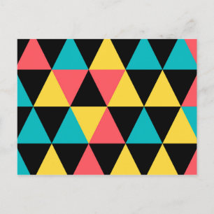 Colourful, retro cheerful geometric graphic patter postcard