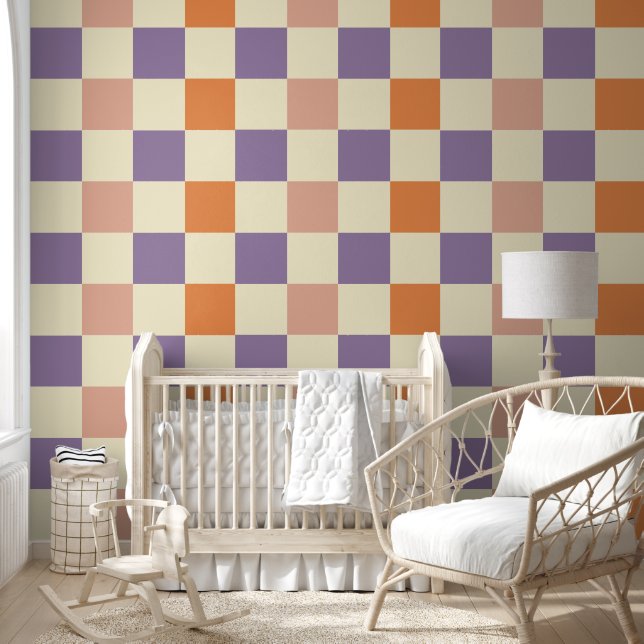 Colourful Retro Chequerboard Pattern  Wallpaper (Kids)