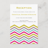 Colourful Retro Chevron Pattern Reception Card
