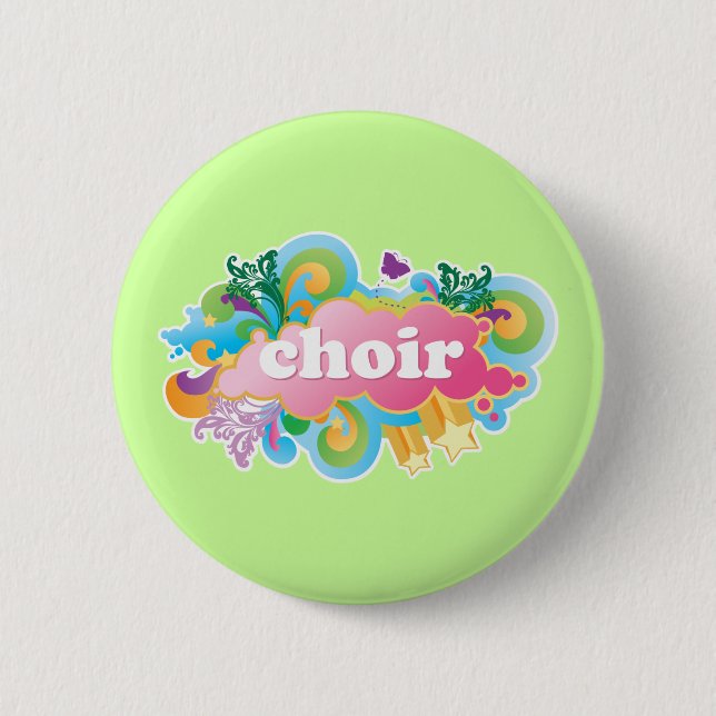 Colourful Retro Choir Design Gift 6 Cm Round Badge (Front)