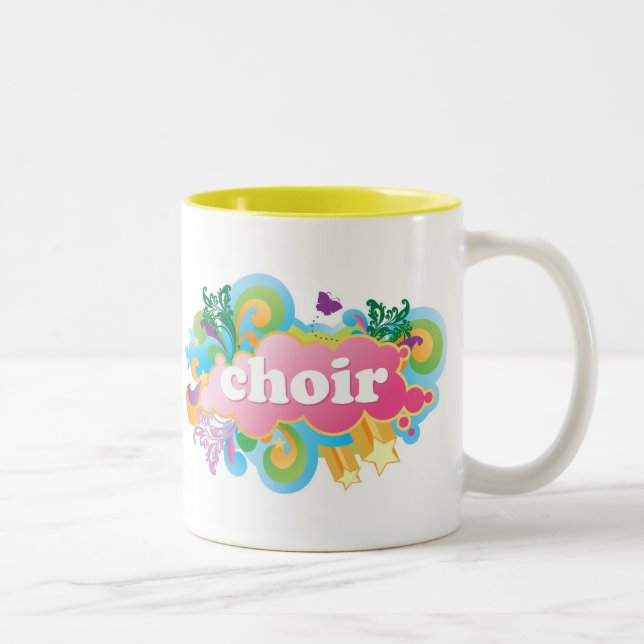 Colourful Retro Choir Design Gift Two-Tone Coffee Mug (Right)
