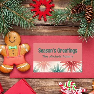 Colourful Retro Christmas Family Gift Tag Label