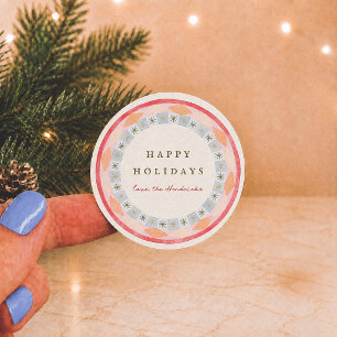 Colourful Retro Christmas Happy Holidays Classic Round Sticker
