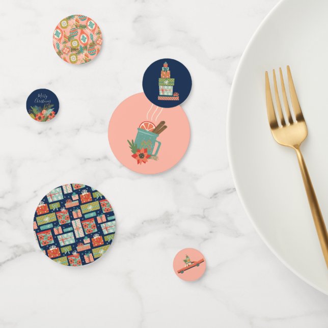 Colourful Retro Christmas Holiday Confetti (Group)