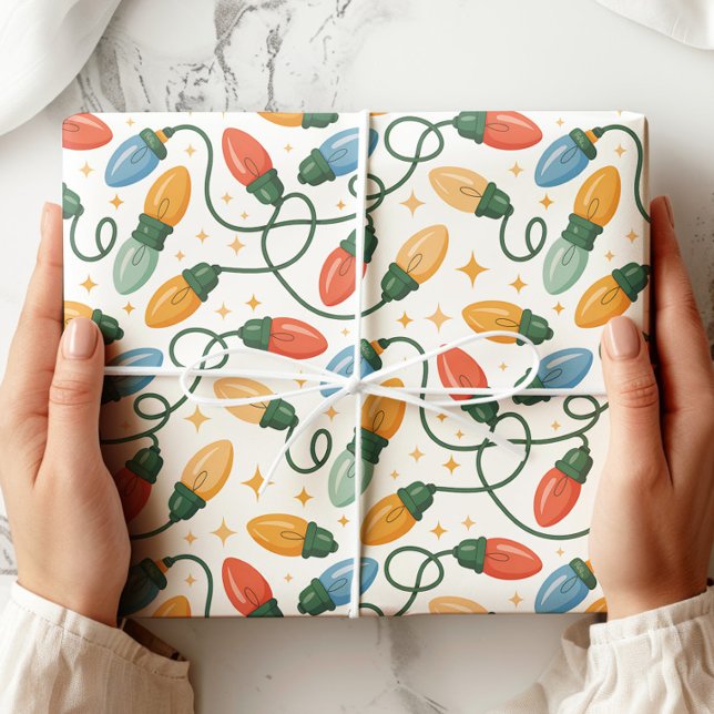 Colourful Retro Christmas Lights Wrapping Paper (Creator Uploaded)