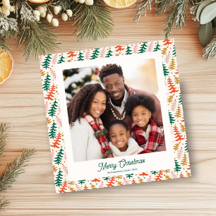 Colourful Retro Christmas Tree Photo Card