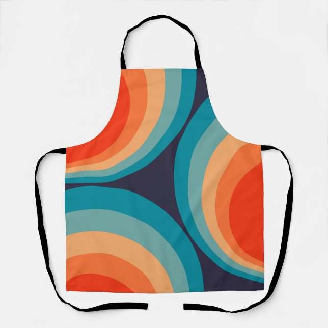 Colourful retro circles design apron (Front)
