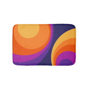 Colourful retro circles design bath mat