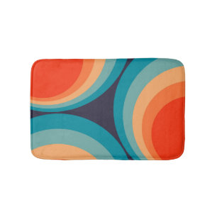 Colourful retro circles design bath mat