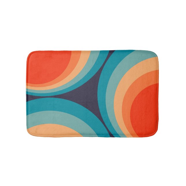 Colourful retro circles design bath mat (Front)