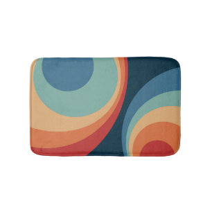 Colourful retro circles design bath mat