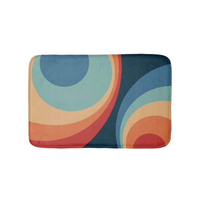 Colourful retro circles design bath mat (Front)