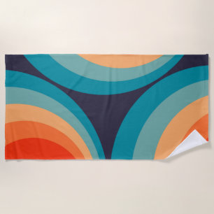 Colourful retro circles design beach towel