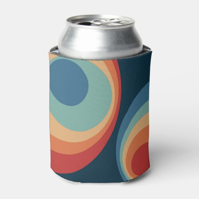 Colourful retro circles design can cooler (Can Front)