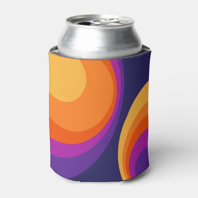 Colourful retro circles design  can cooler (Can Front)