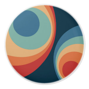 Colourful retro circles design ceramic knob