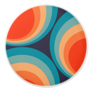 Colourful retro circles design ceramic knob