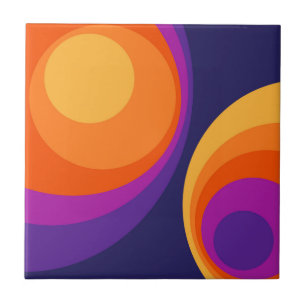 Colourful retro circles design ceramic tile