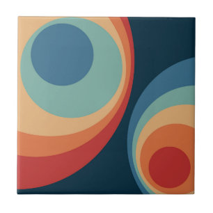 Colourful retro circles design ceramic tile
