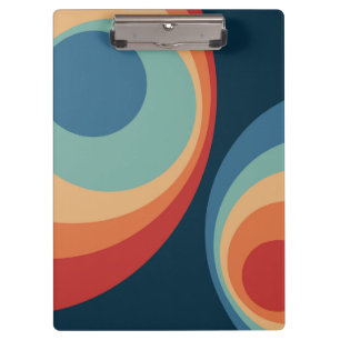 Colourful retro circles design clipboard