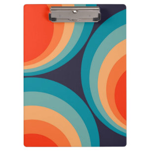 Colourful retro circles design clipboard