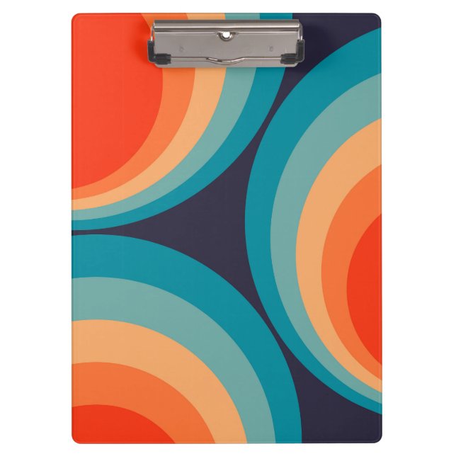 Colourful retro circles design clipboard (Front)