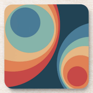 Colourful retro circles design coaster