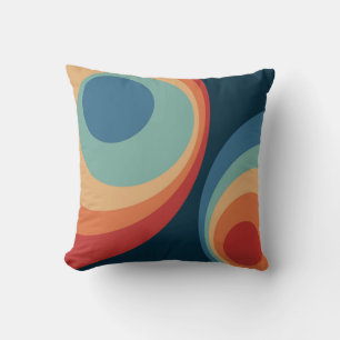 Colourful retro circles design cushion