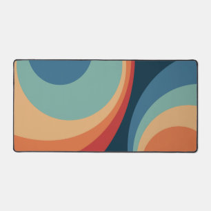 Colourful retro circles design desk mat